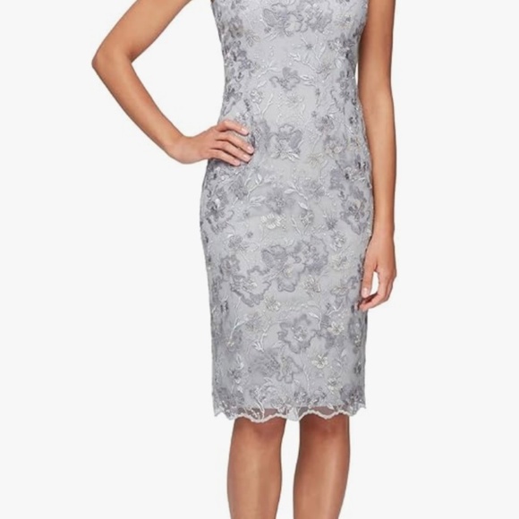 NWT Alex Evenings Short Embroidered Dress - Size 14 - Picture 3 of 12